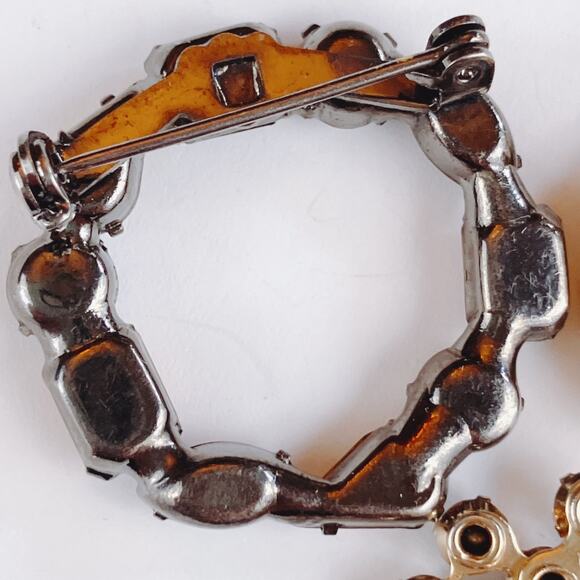 Lot of 3 VTG Brooches Mid Century to 1990s Gold Tone Rhinestone Mix READ - Picture 9 of 12